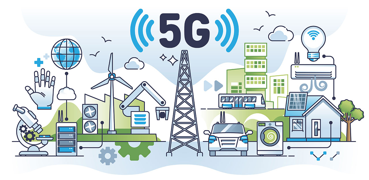 5G smart city and industrial infographic