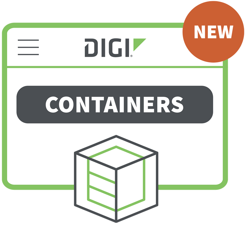 Digi Containers graphic with a 'NEW' label, featuring a 3D container icon and Digi logo