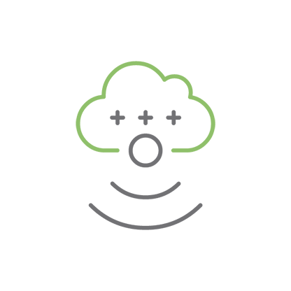 Cloud icon with connected nodes representing sensor and I/O applications.